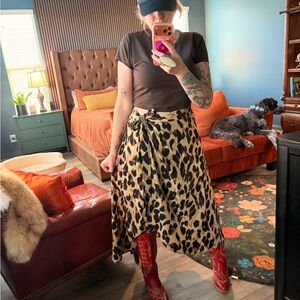 Tan Leopard Print A-Line Wrap Skirt | Chic & Flowy